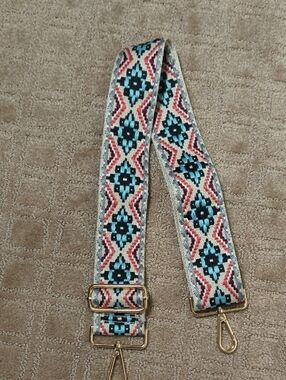 Adjustable Boho Aztec Strap in Blue, Red and Cream - Unbranded